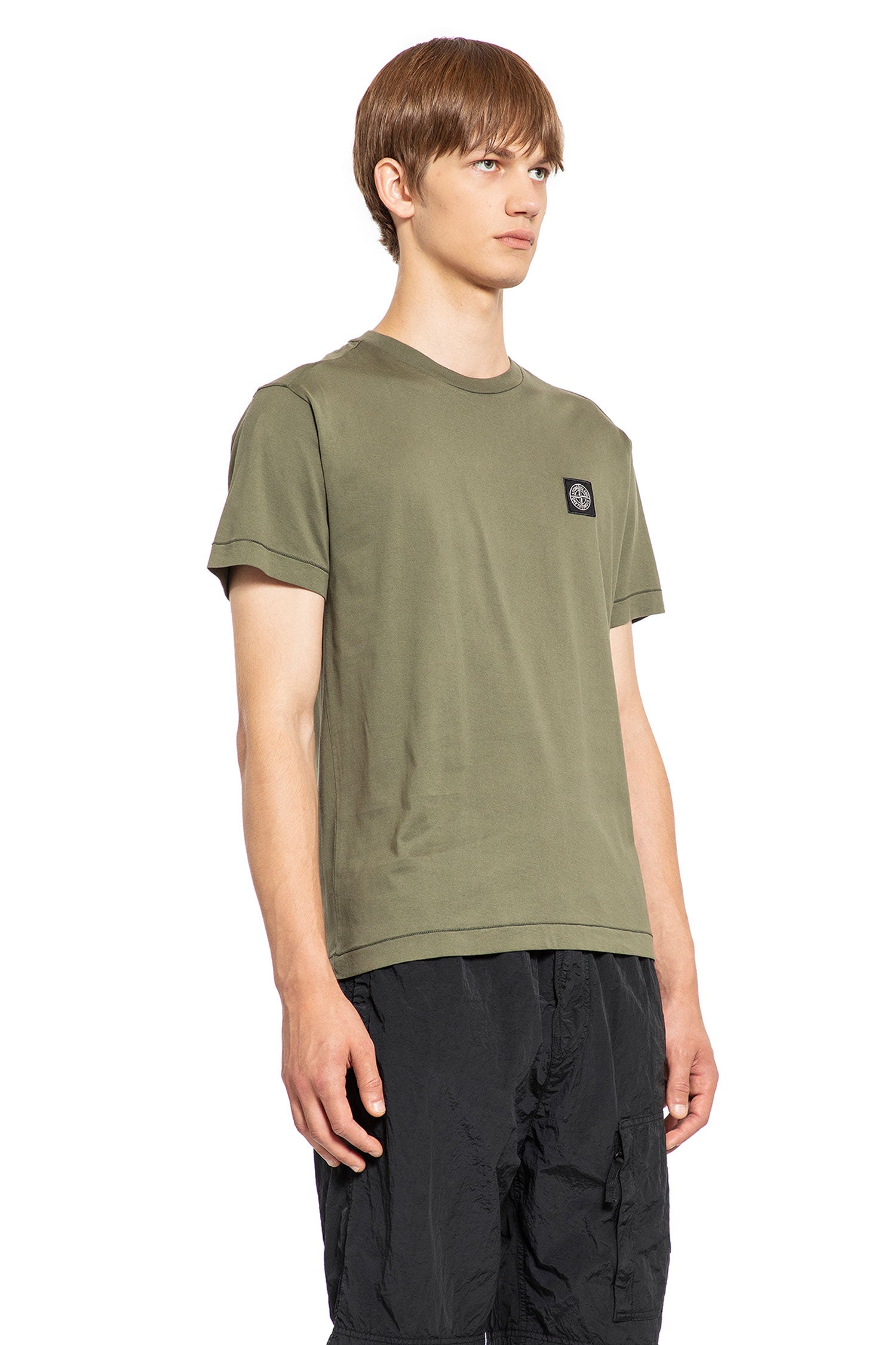 STONE ISLAND MAN GREEN T-SHIRTS