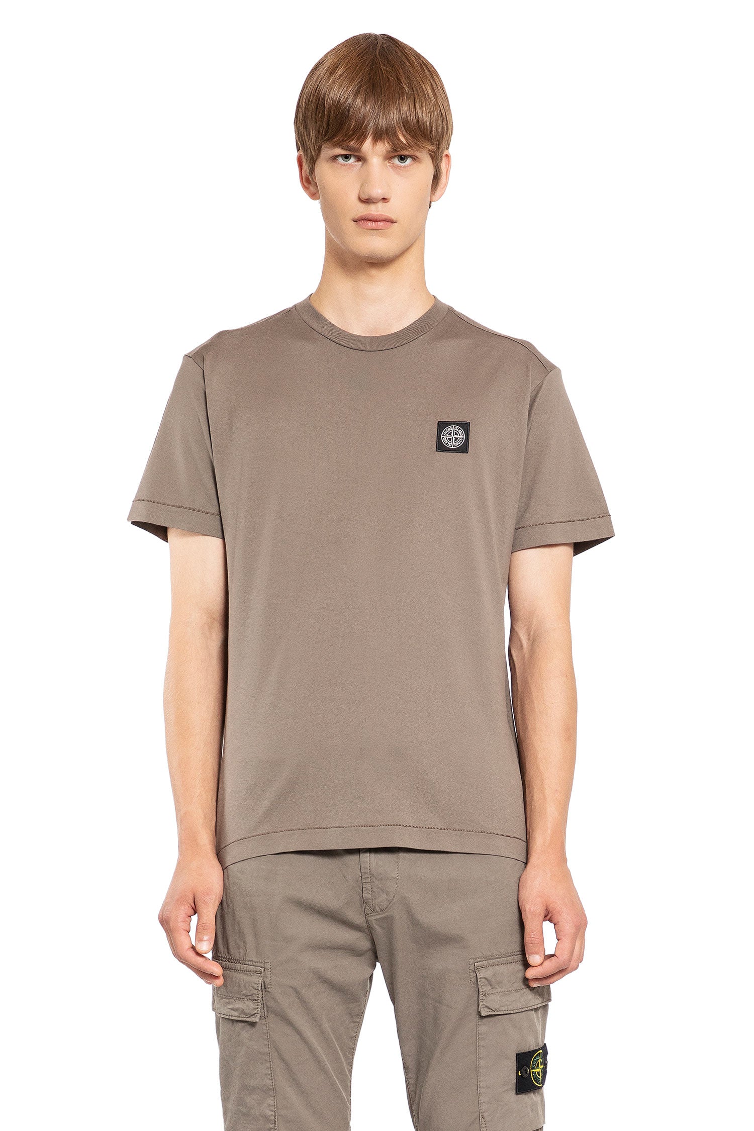 STONE ISLAND MAN BROWN T-SHIRTS