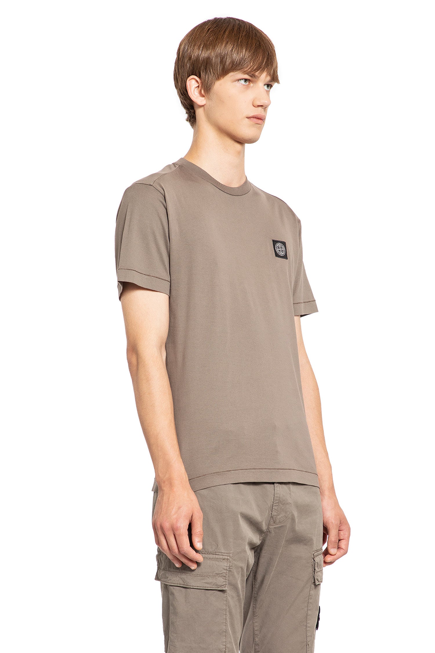 STONE ISLAND MAN BROWN T-SHIRTS & TANK TOPS