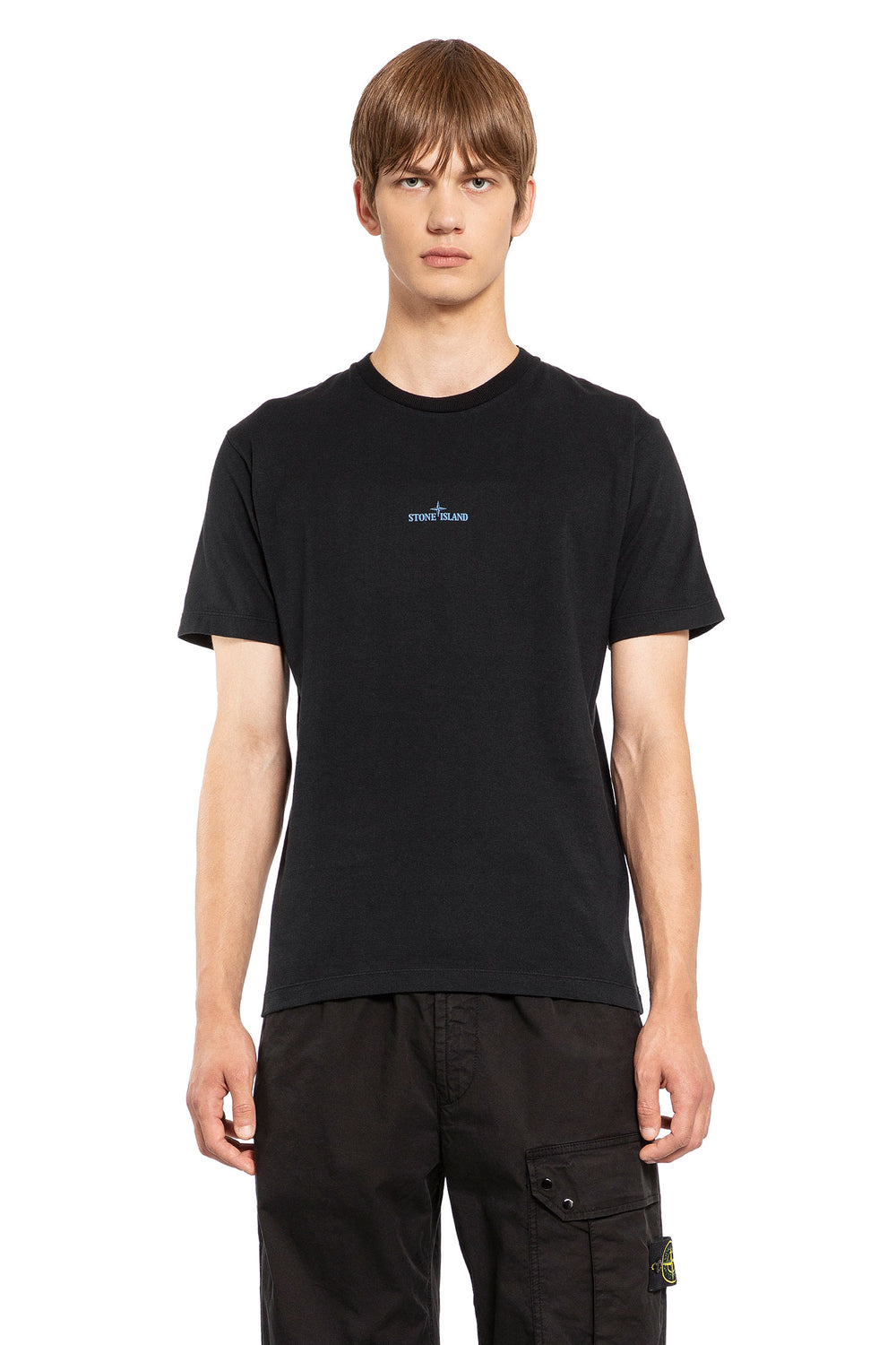 STONE ISLAND MAN BLACK T-SHIRTS & TANK TOPS