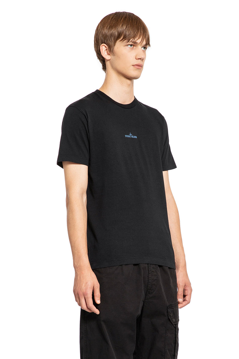 STONE ISLAND MAN BLACK T-SHIRTS & TANK TOPS