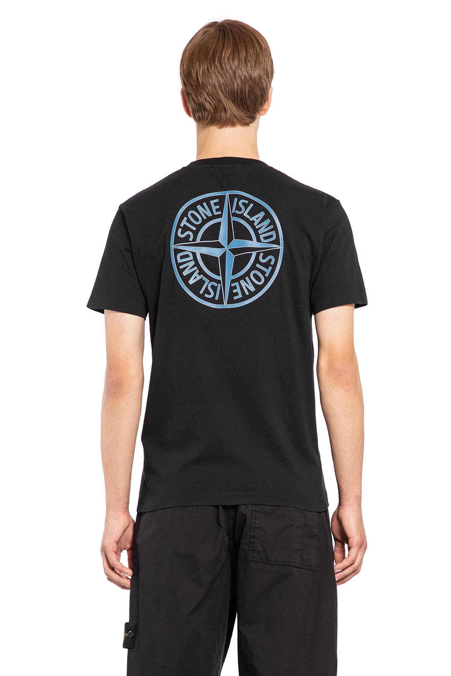 STONE ISLAND MAN BLACK T-SHIRTS