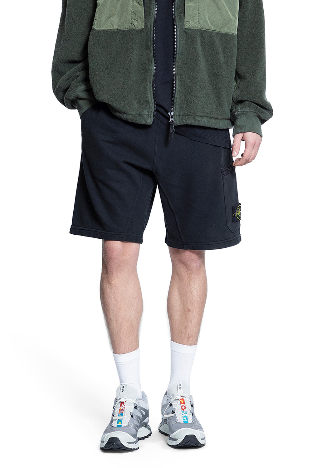 STONE ISLAND MAN BLACK SHORTS & SKIRTS