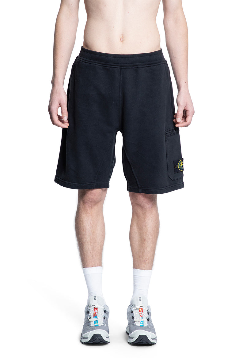 STONE ISLAND MAN BLACK SHORTS & SKIRTS