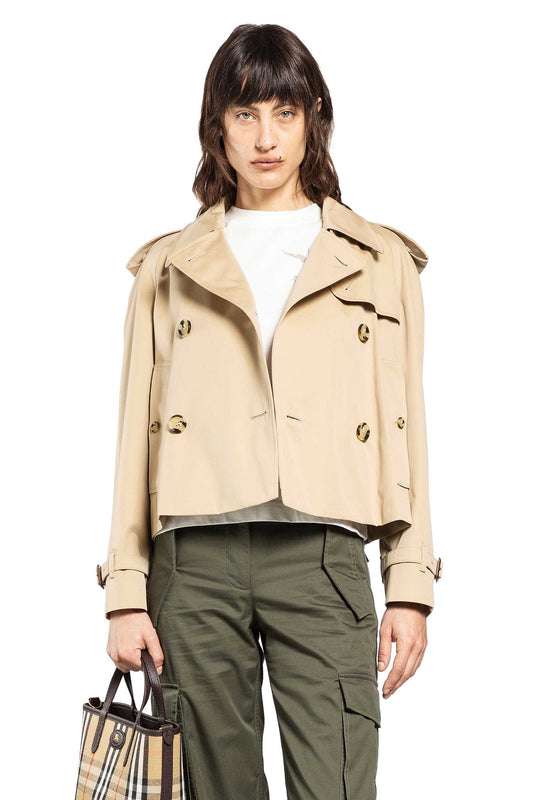 Cropped Gabardine Trench Jacket