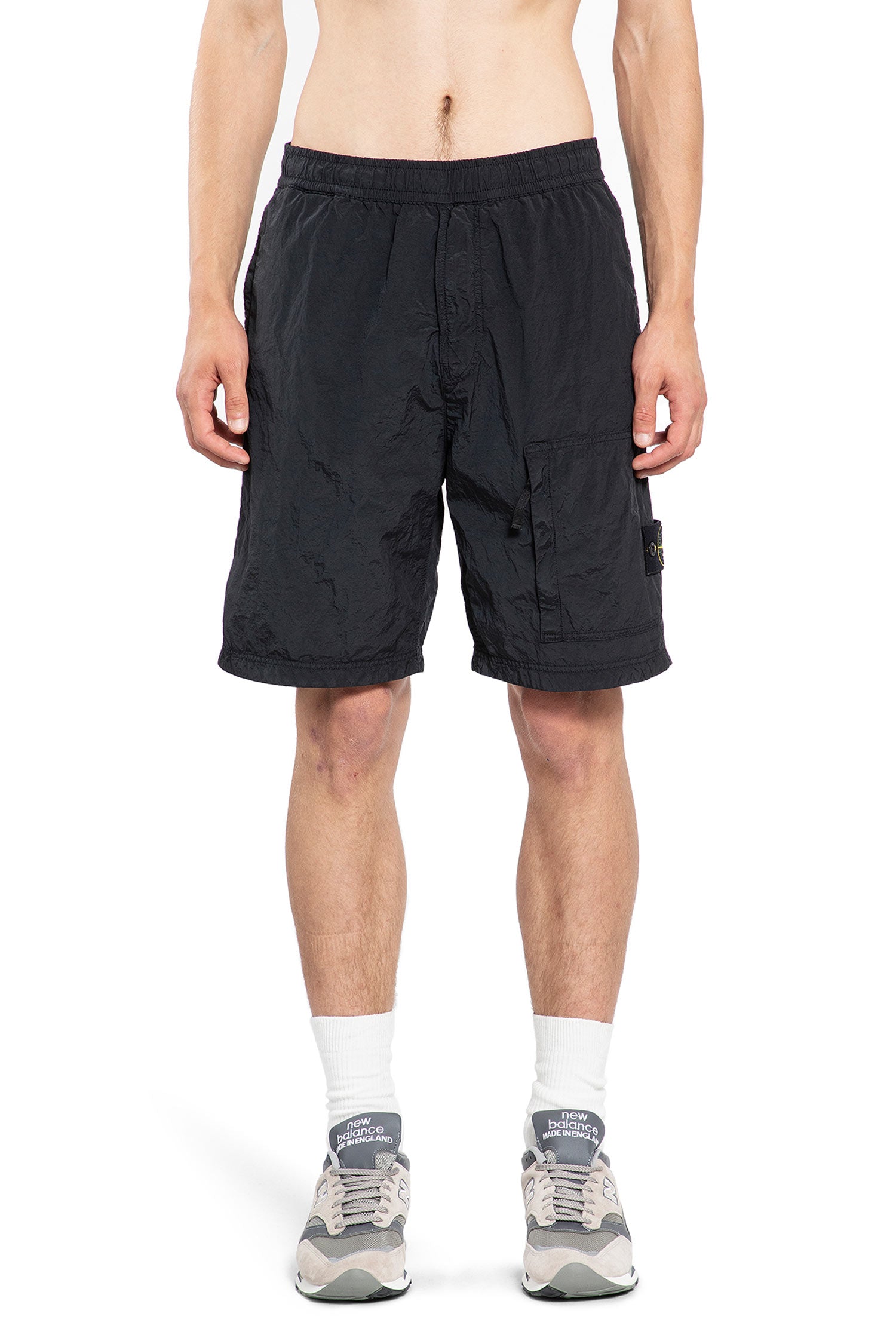 STONE ISLAND MAN BLACK SHORTS & SKIRTS