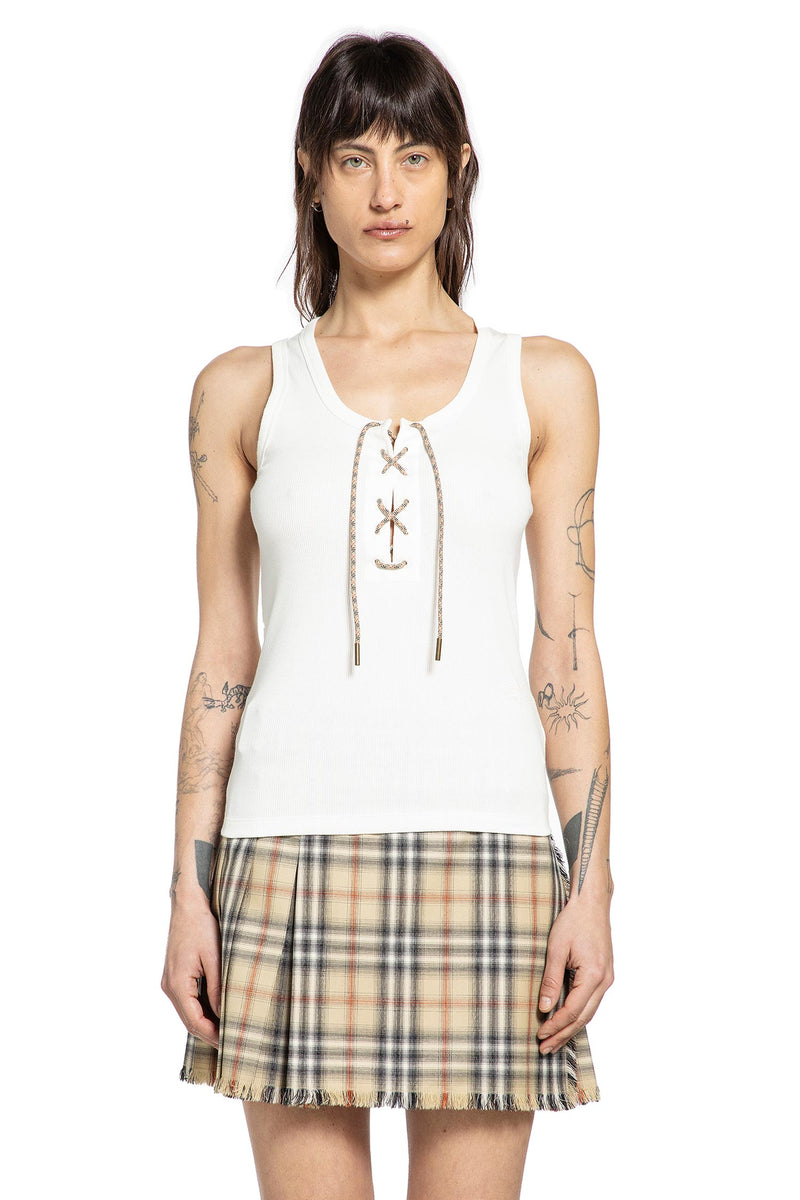Check Trim Cotton Blend Tank Top