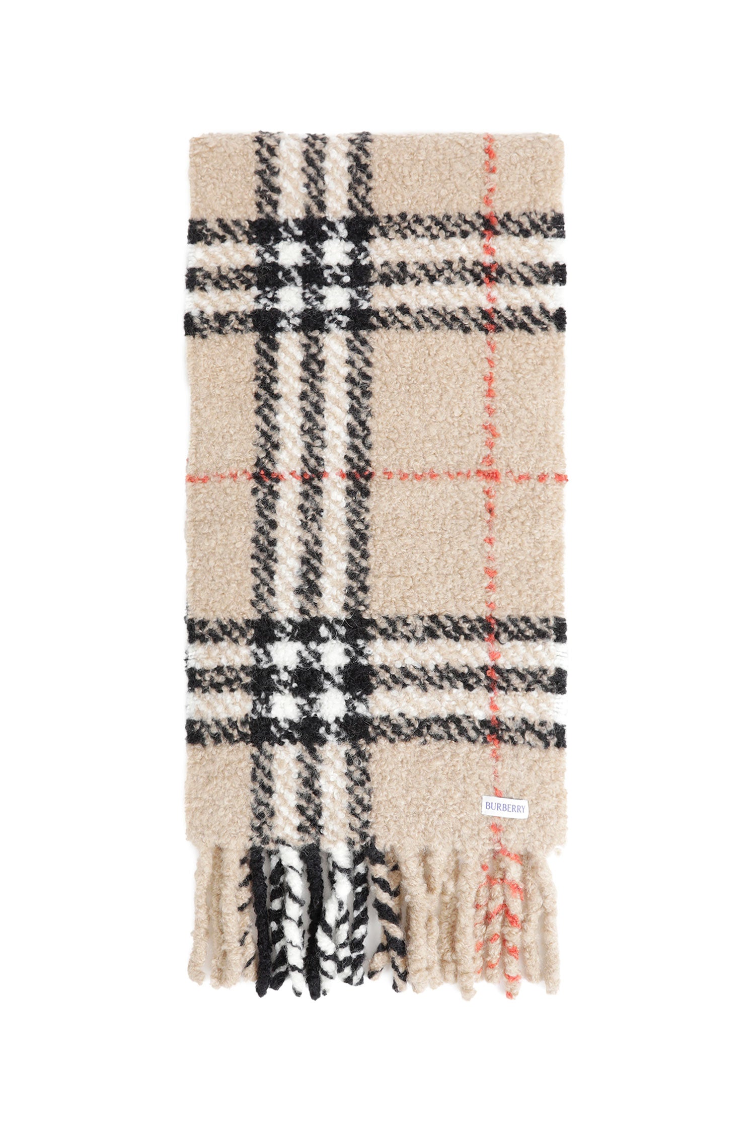 Check Alpaca Wool Blend Bouclé Scarf