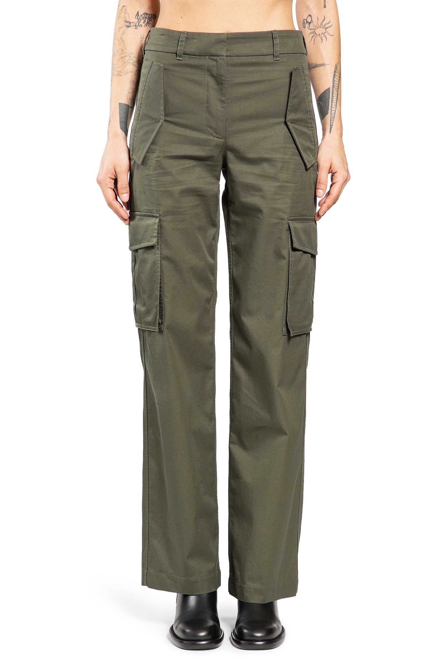 Check Trim Gabardine Cargo Trousers