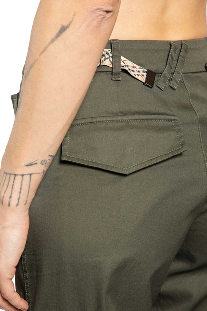 Check Trim Gabardine Cargo Trousers