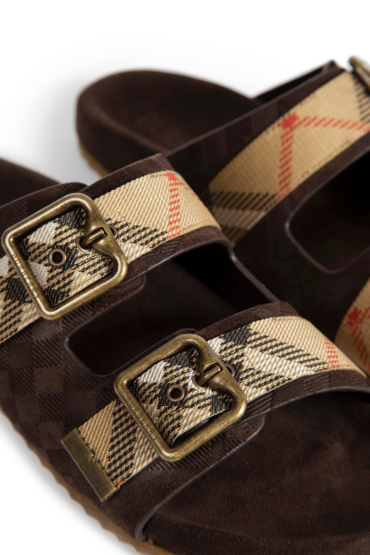 Double Bouckle Checked Sandals