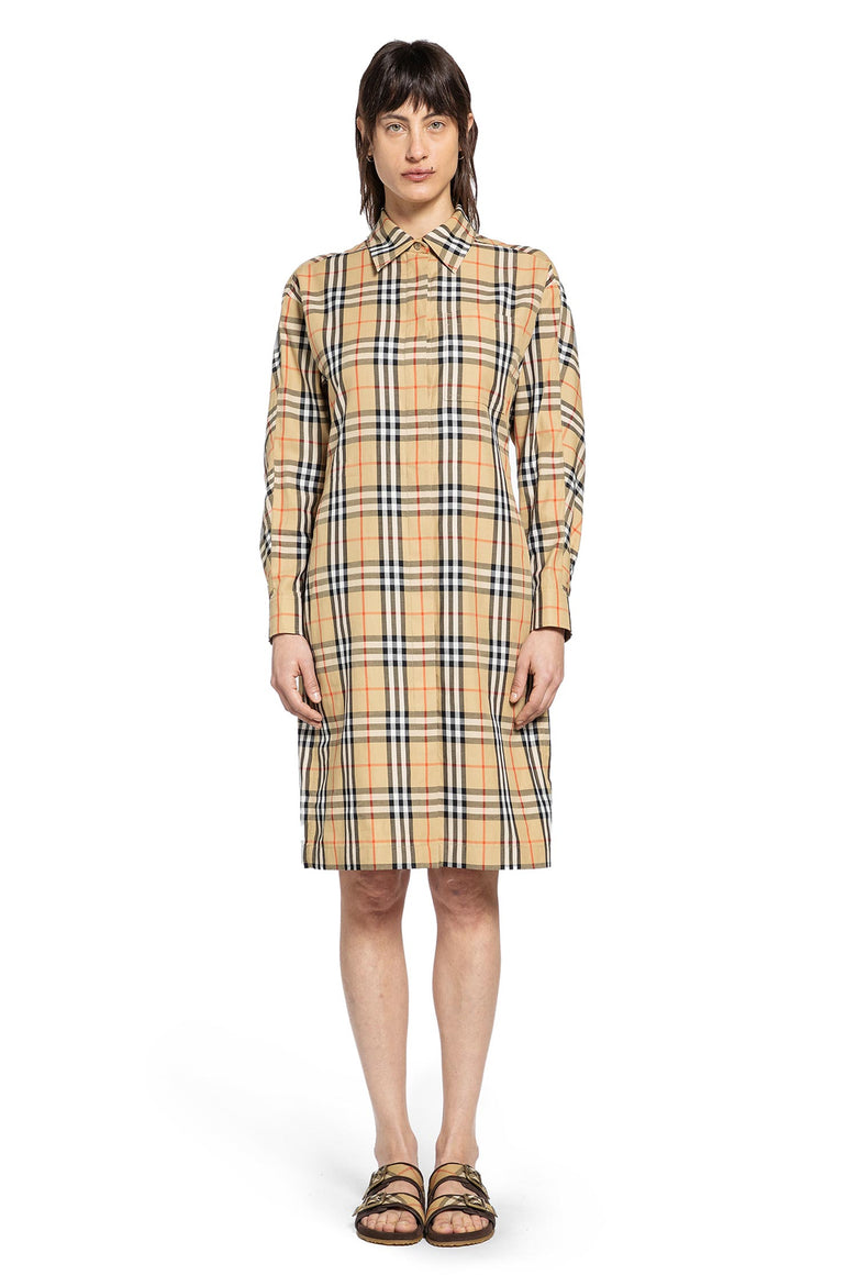 Check Cotton Shirt Midi Dress