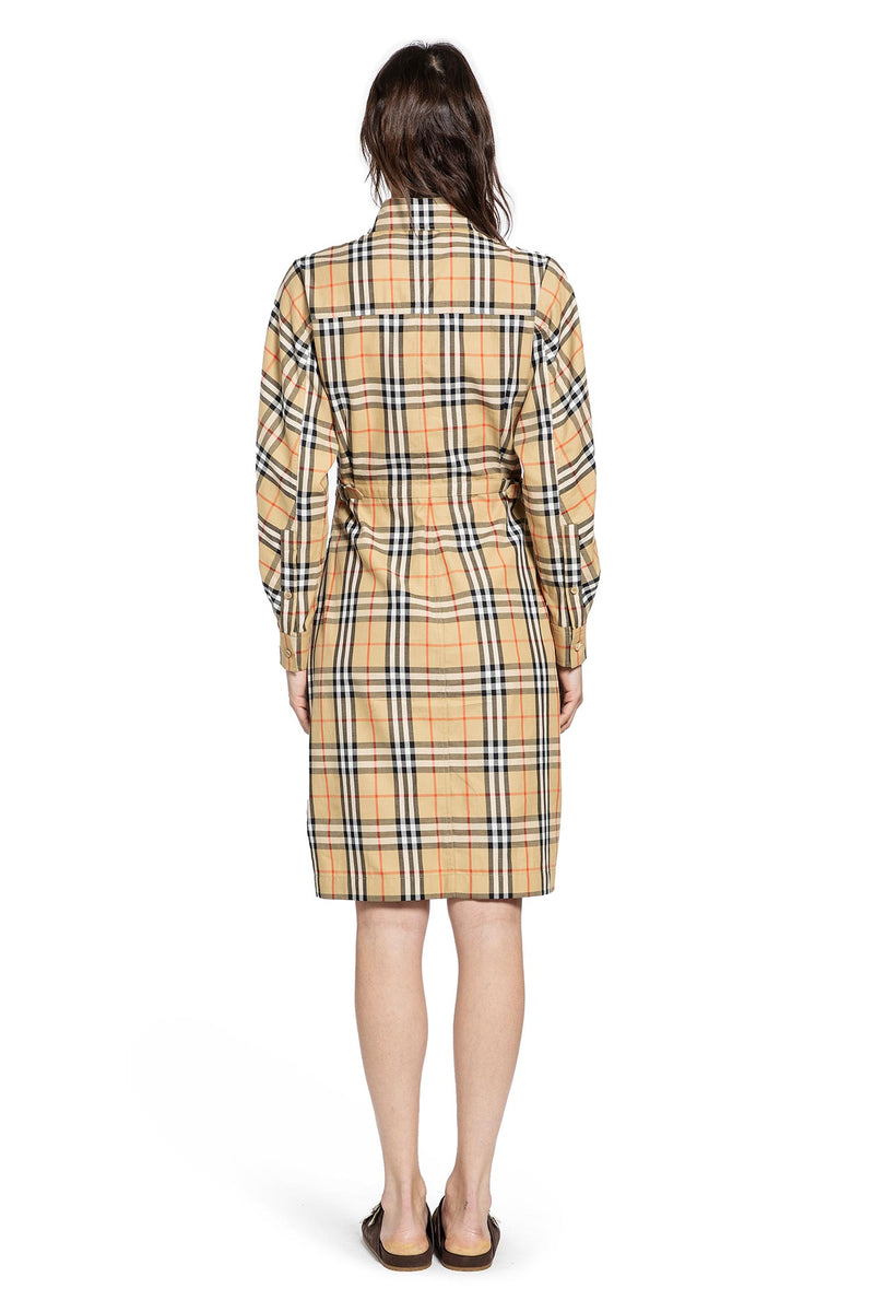 Check Cotton Shirt Midi Dress