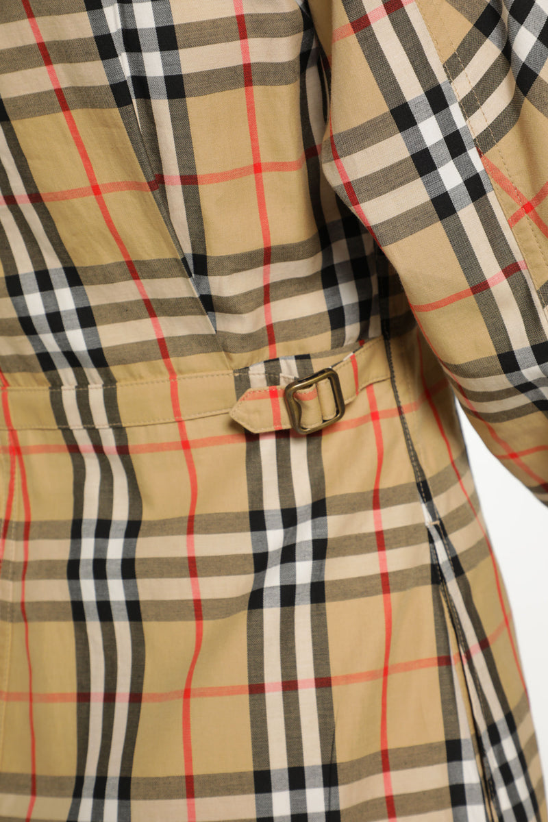 Check Cotton Shirt Midi Dress