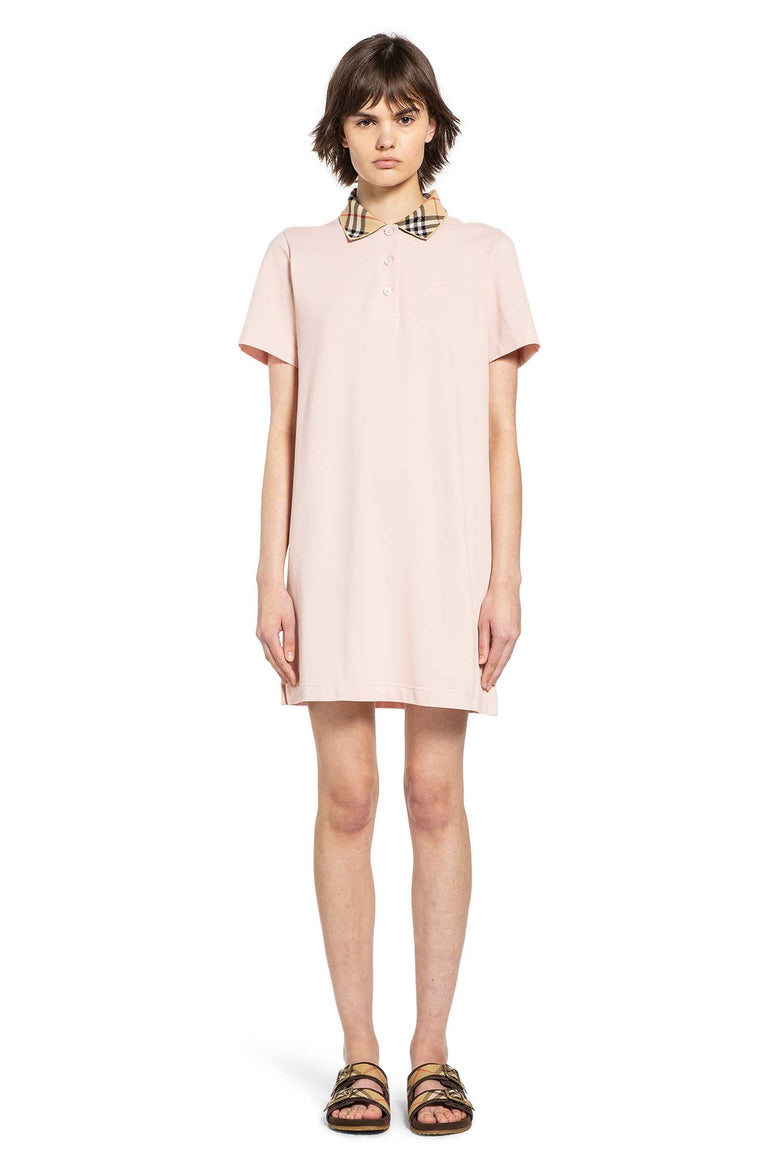 Check Collar Cotton Polo Shirt Dress