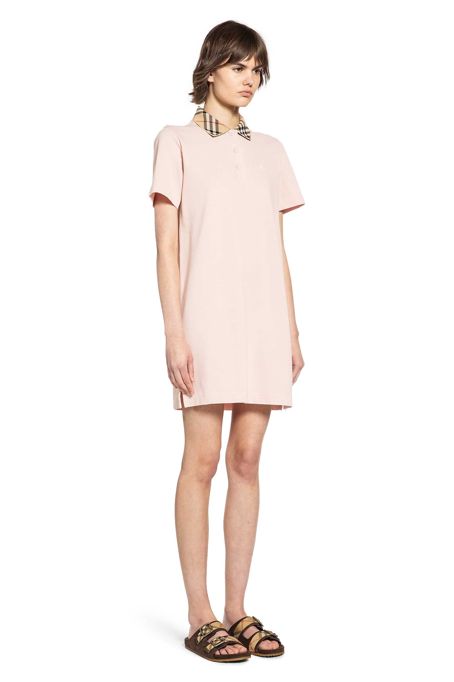 Check Collar Cotton Polo Shirt Dress