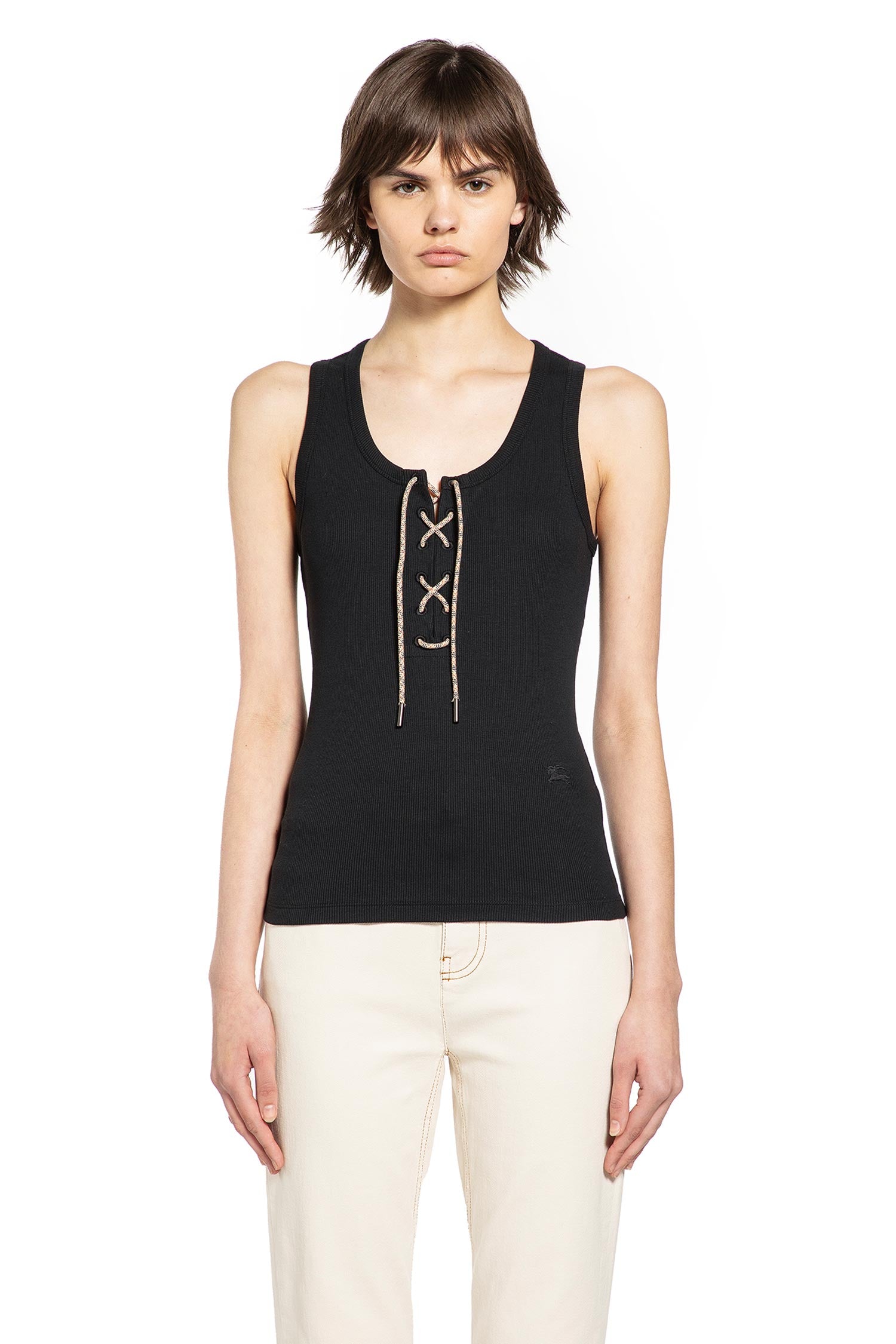 Lace-Up Cotton Tank Top