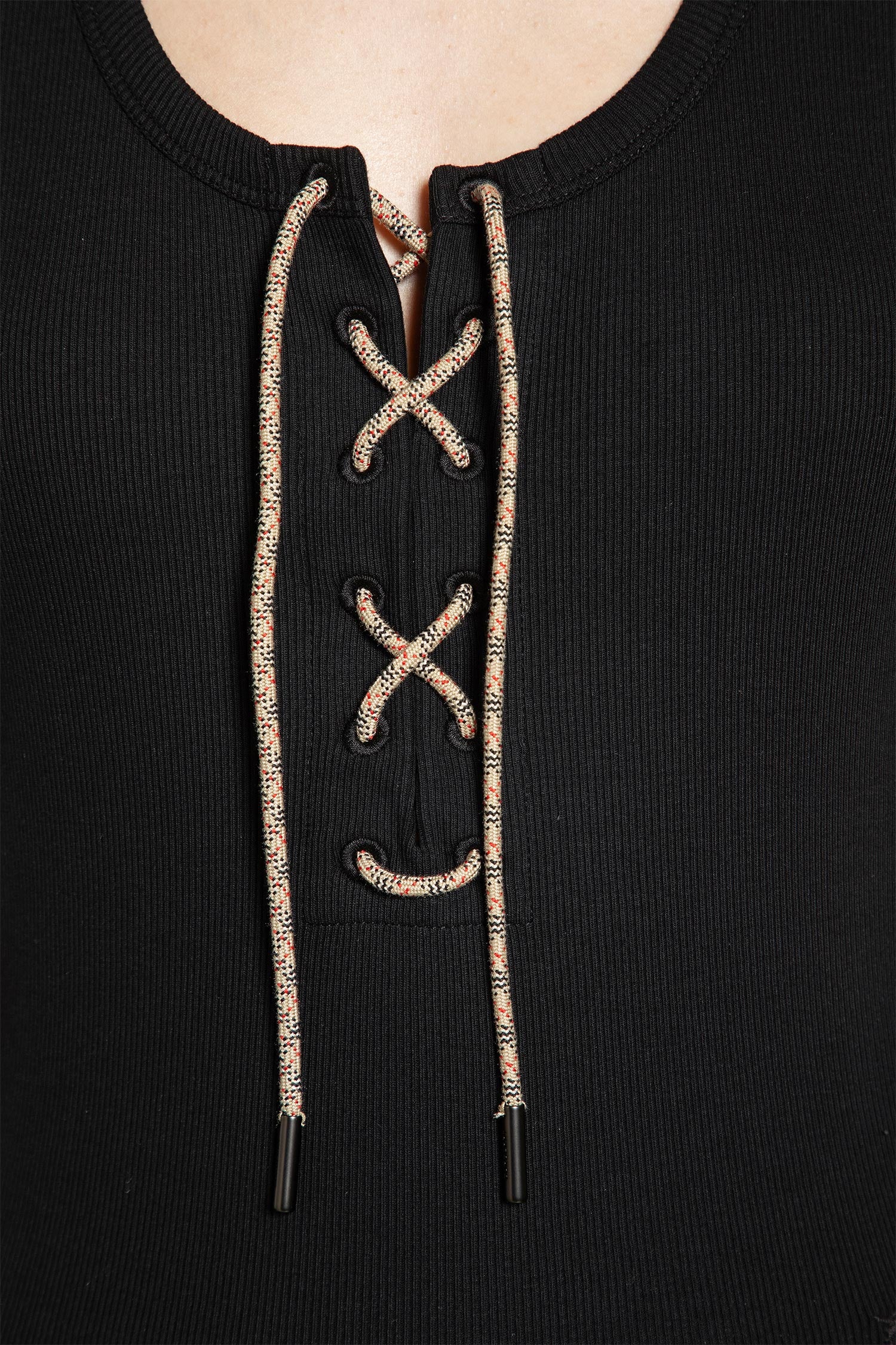 Lace-Up Cotton Tank Top