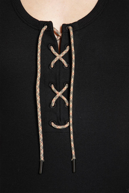 Lace-Up Cotton Tank Top