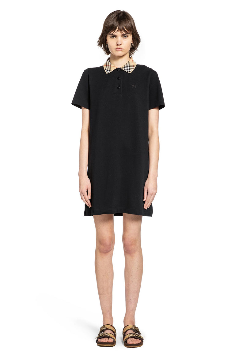 Check Collar Cotton Polo Shirt Dress