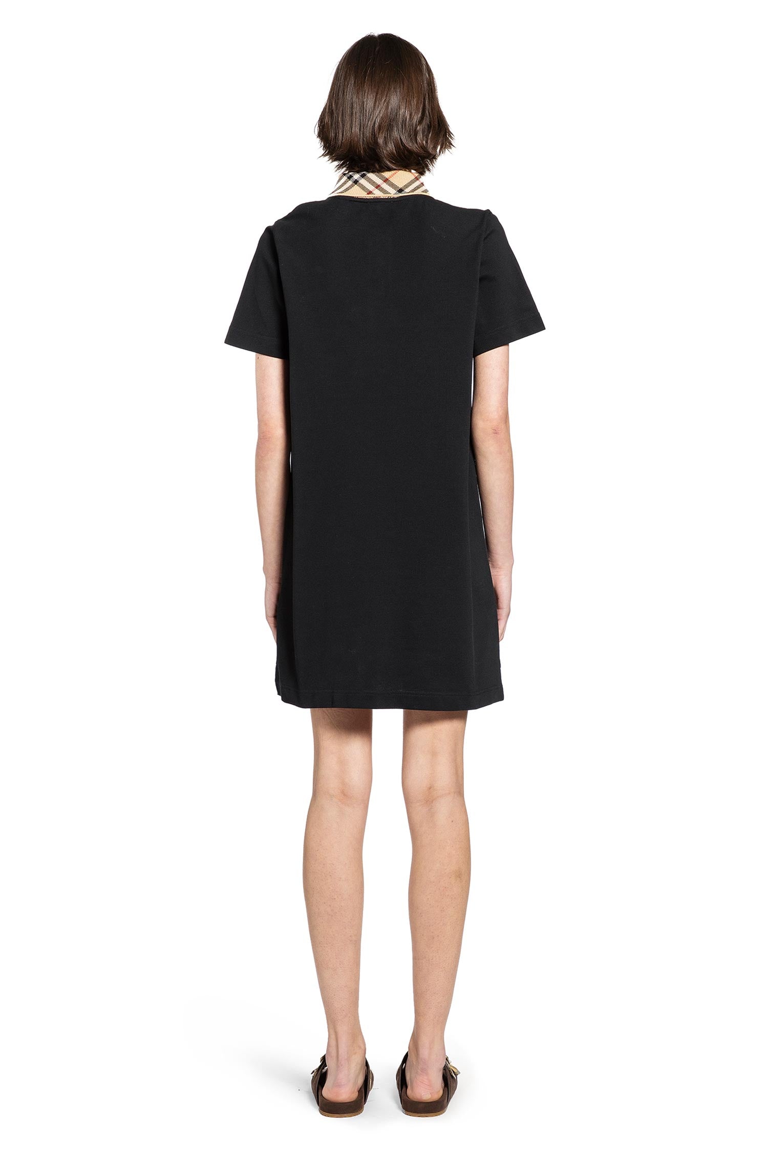 Check Collar Cotton Polo Shirt Dress