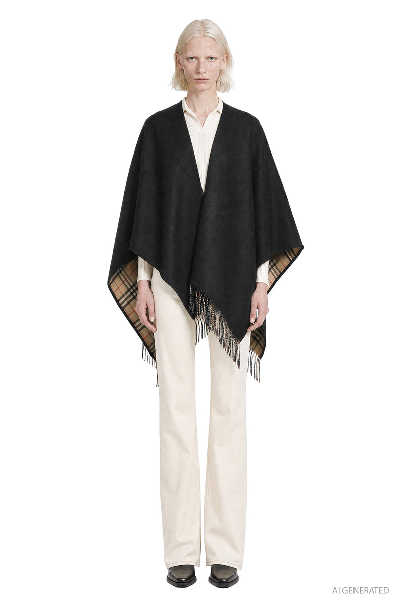BURBERRY Reversible Check Wool cape woman