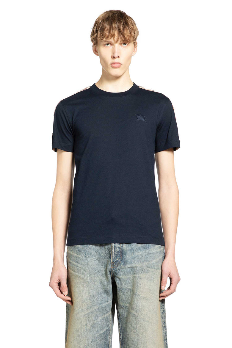 Check Trim Cotton T-Shirt