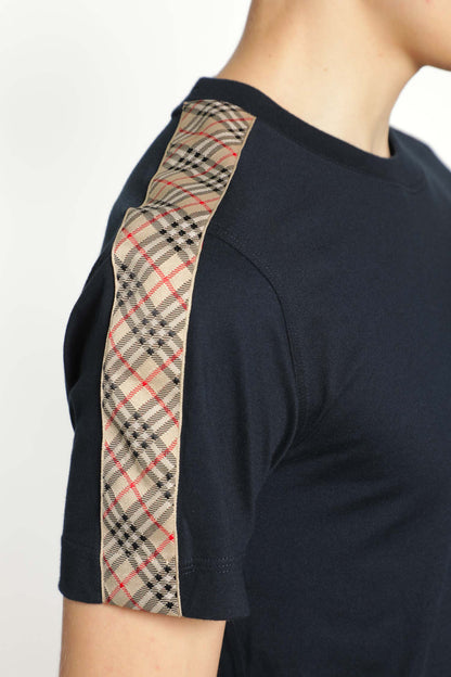 Check Trim Cotton T-Shirt