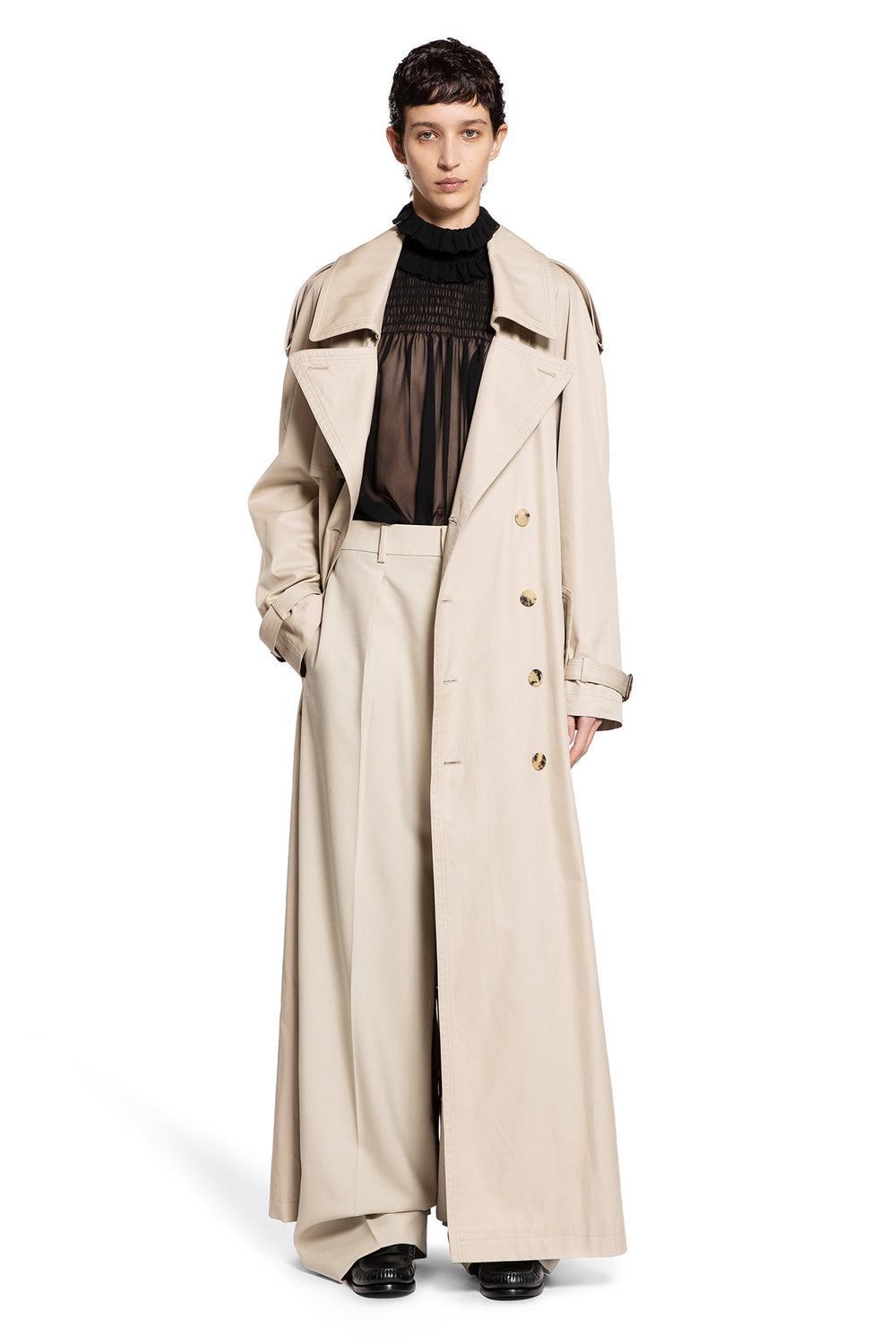 SAINT LAURENT WOMAN BEIGE COATS