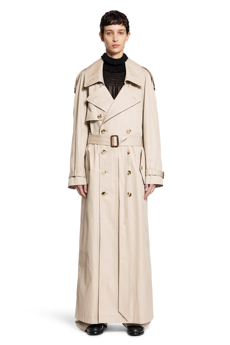 SAINT LAURENT WOMAN BEIGE COATS