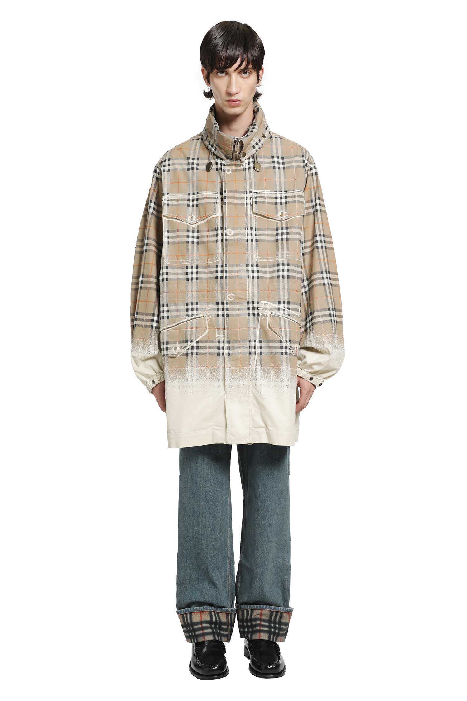 Gradient Check Cotton Gabardine Parka