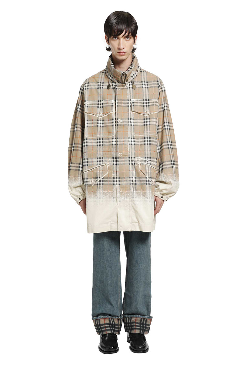 BURBERRY Gradient Check Cotton Gabardine Parka man
