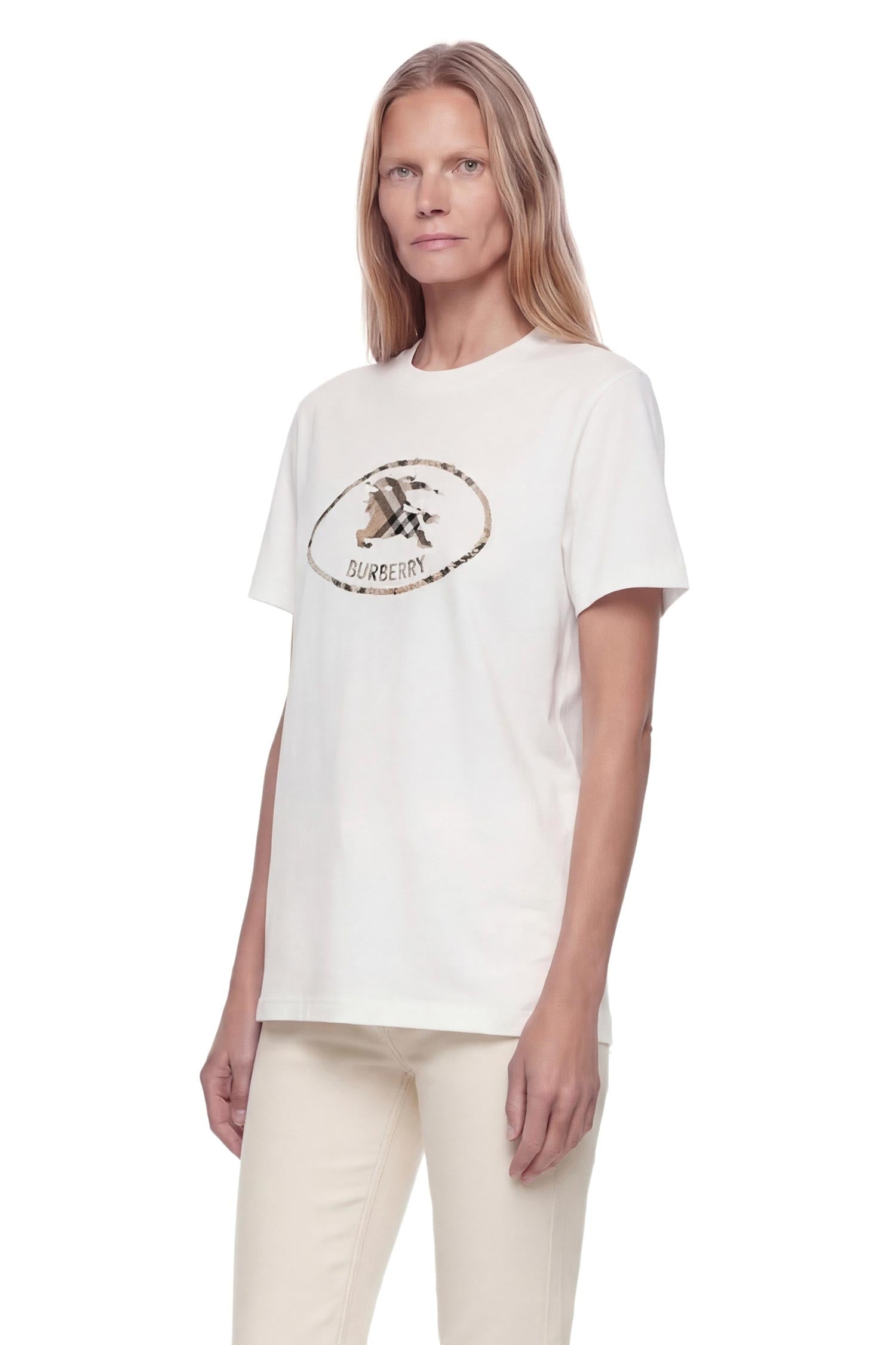 BURBERRY Check Knight Stamp T-Shirt woman