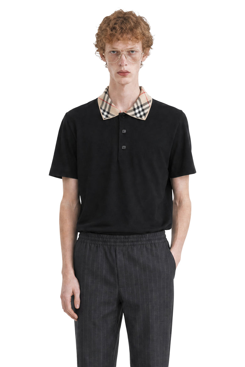BURBERRY Check Collar Cotton Polo Shirt man