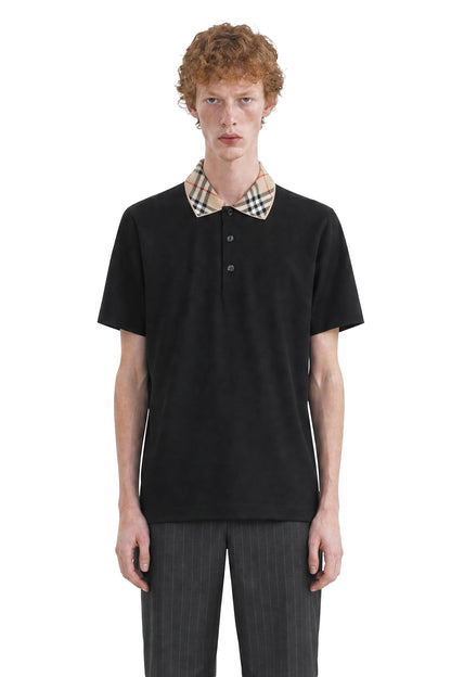 Check Collar Cotton Polo Shirt