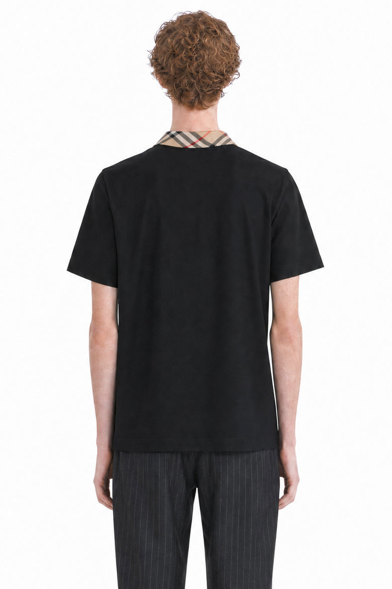 BURBERRY Check Collar Cotton Polo Shirt man