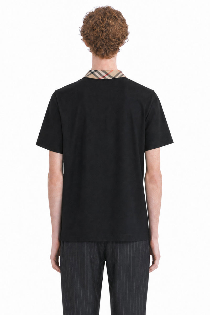 BURBERRY Check Collar Cotton Polo Shirt man