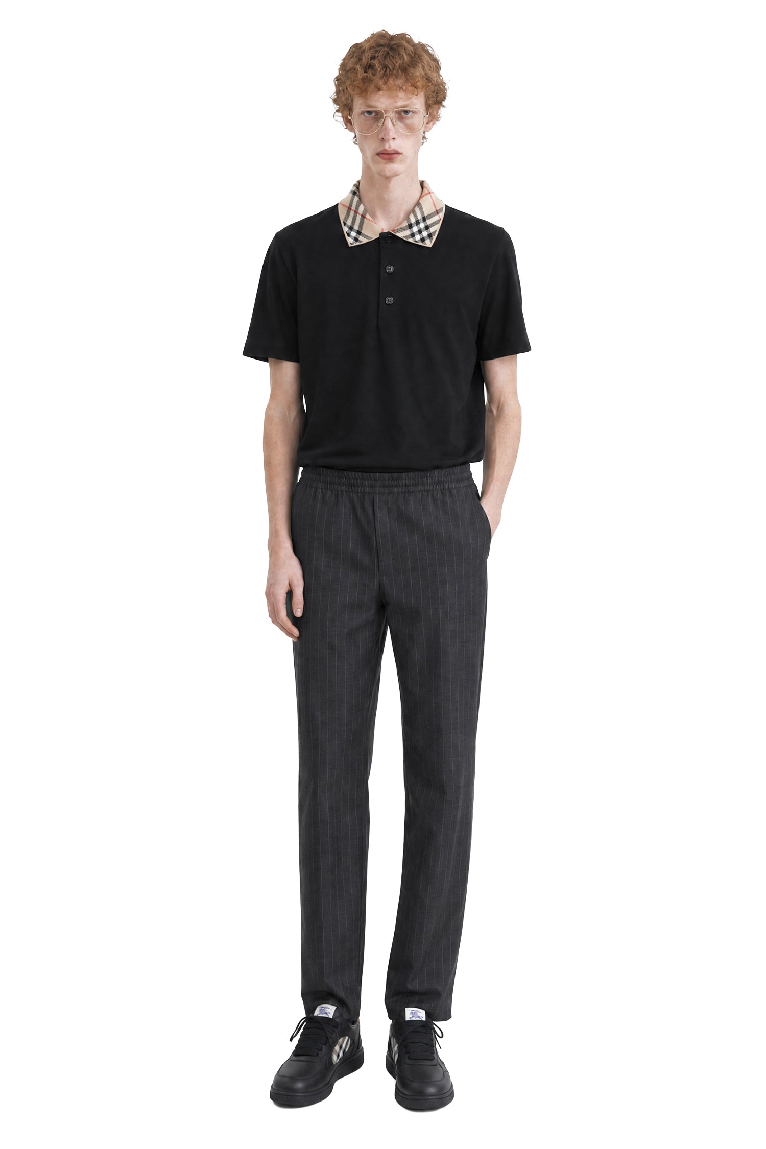 BURBERRY Check Collar Cotton Polo Shirt man