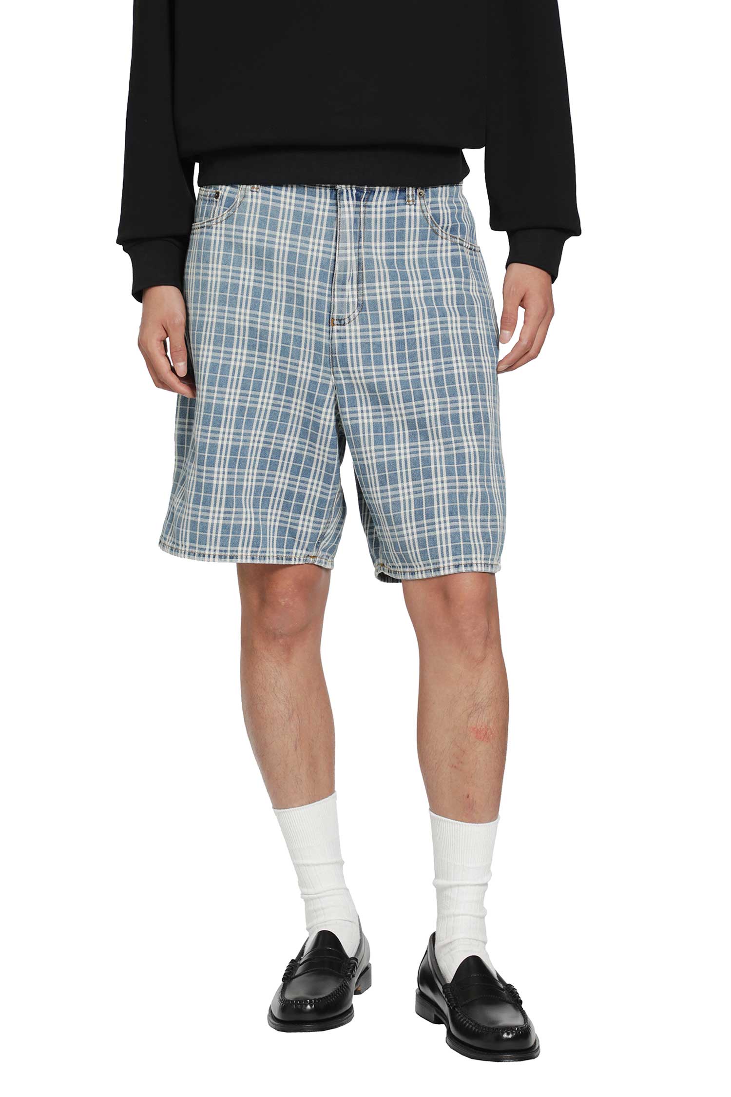 Check Denim Shorts