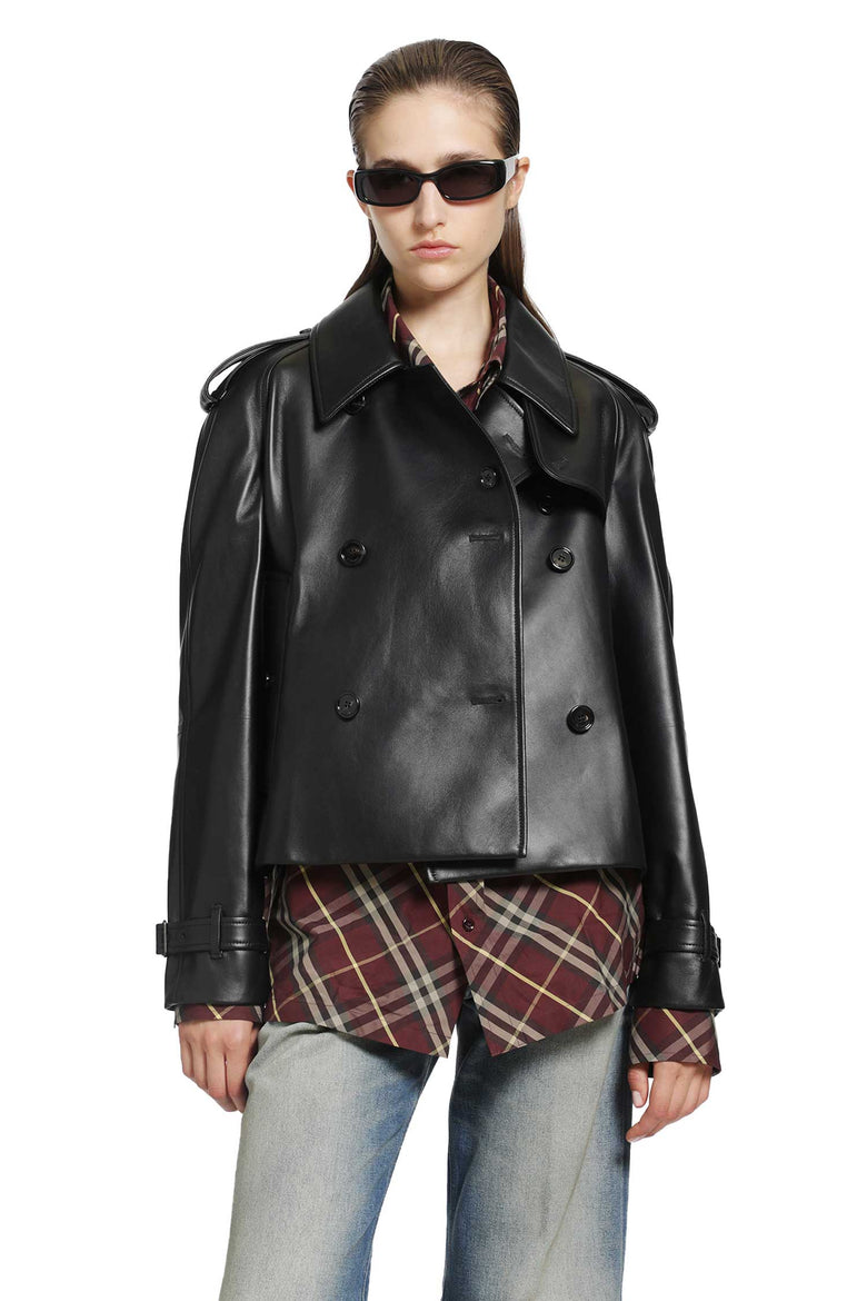 BURBERRY Cropped Leather Mayfair Trench Jacket woman