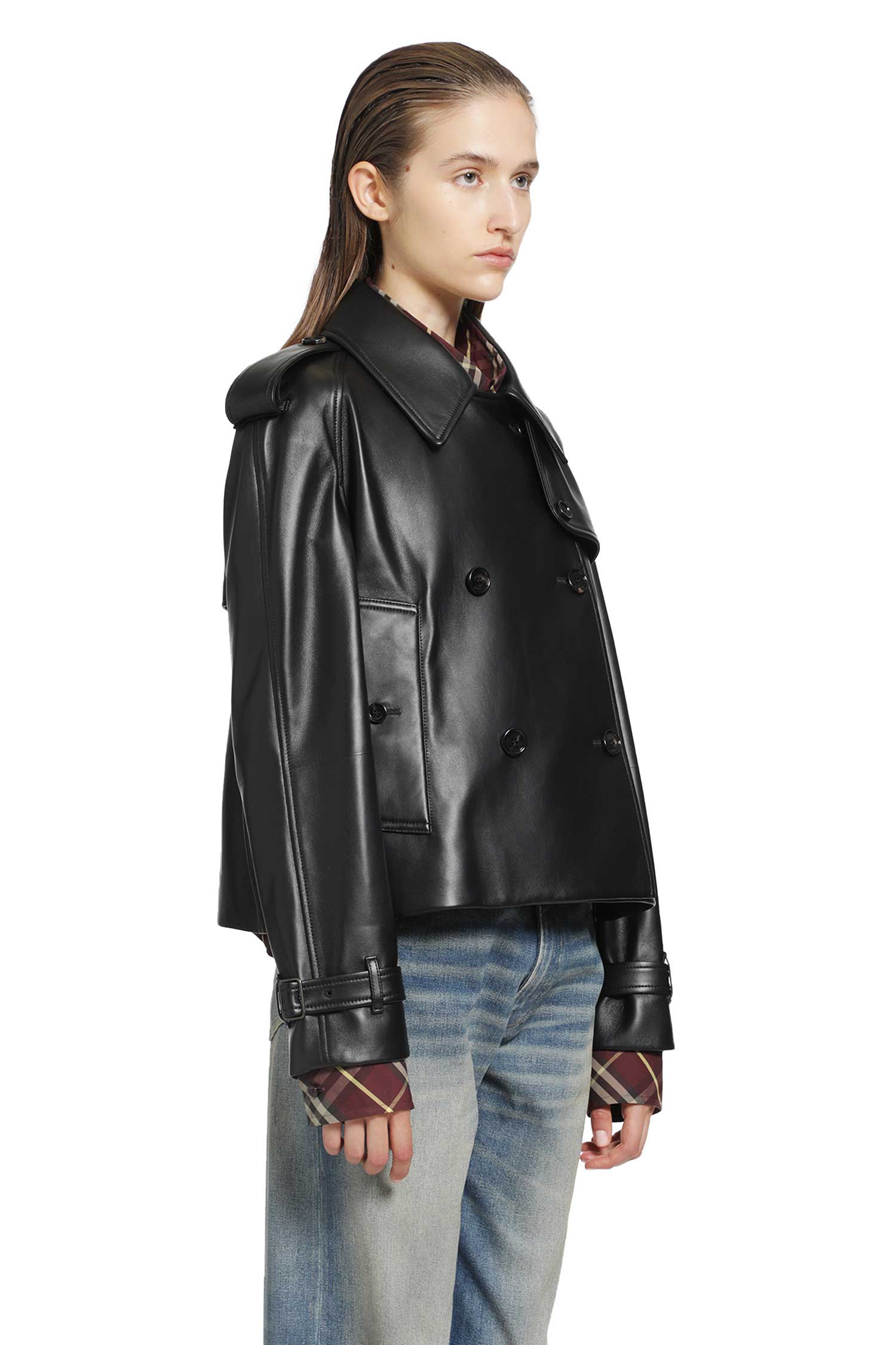 BURBERRY Cropped Leather Mayfair Trench Jacket woman