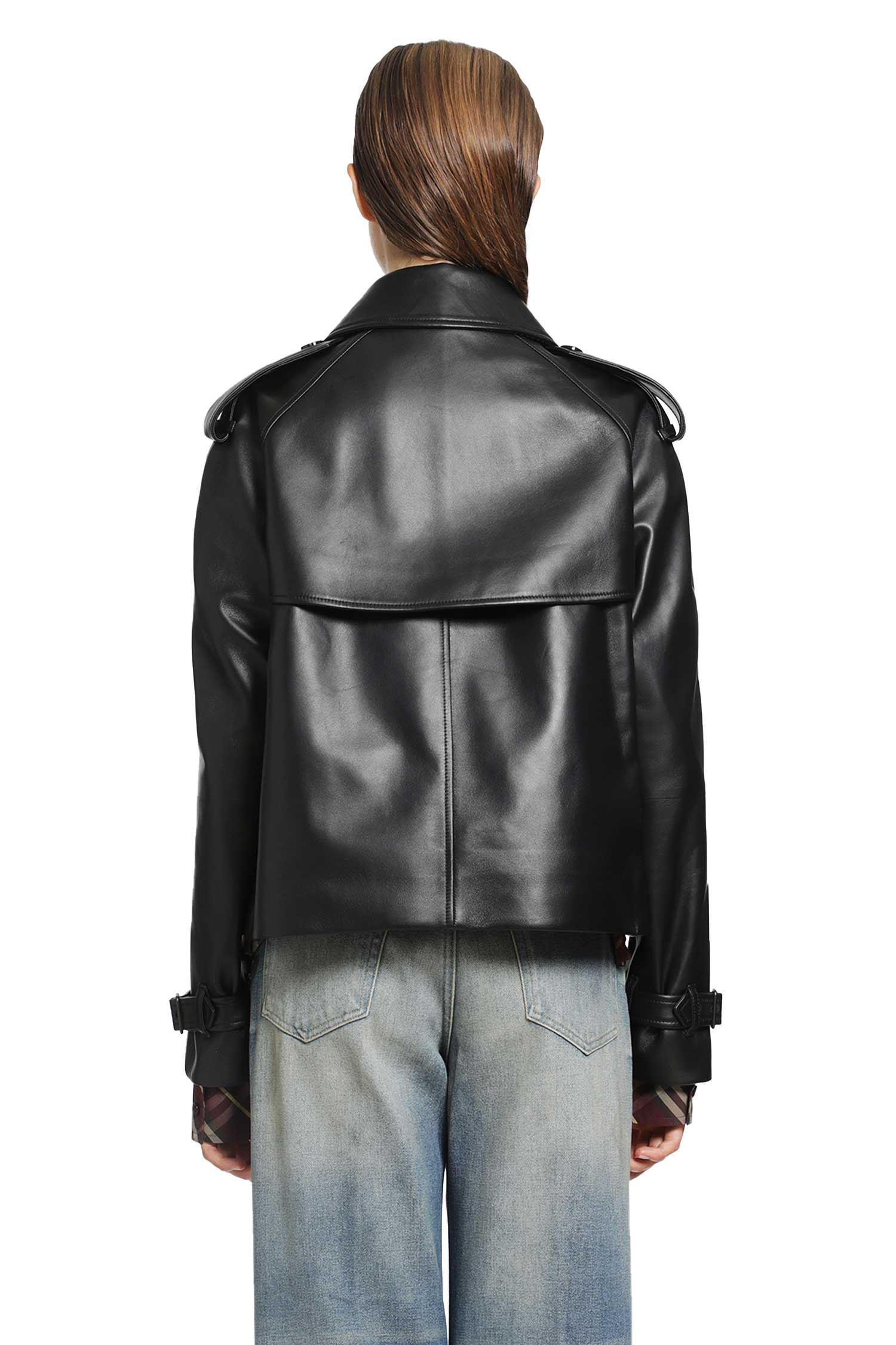 Cropped Leather Mayfair Trench Jacket