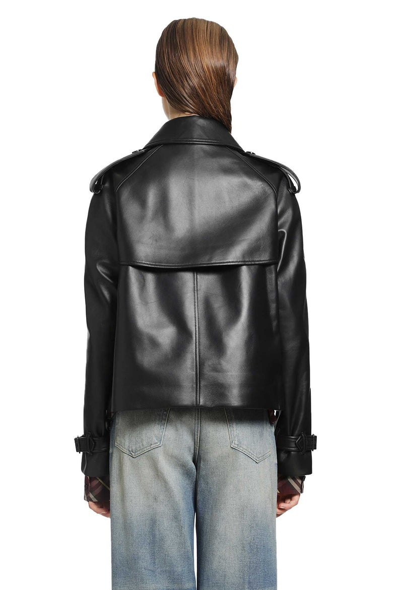 BURBERRY Cropped Leather Mayfair Trench Jacket woman