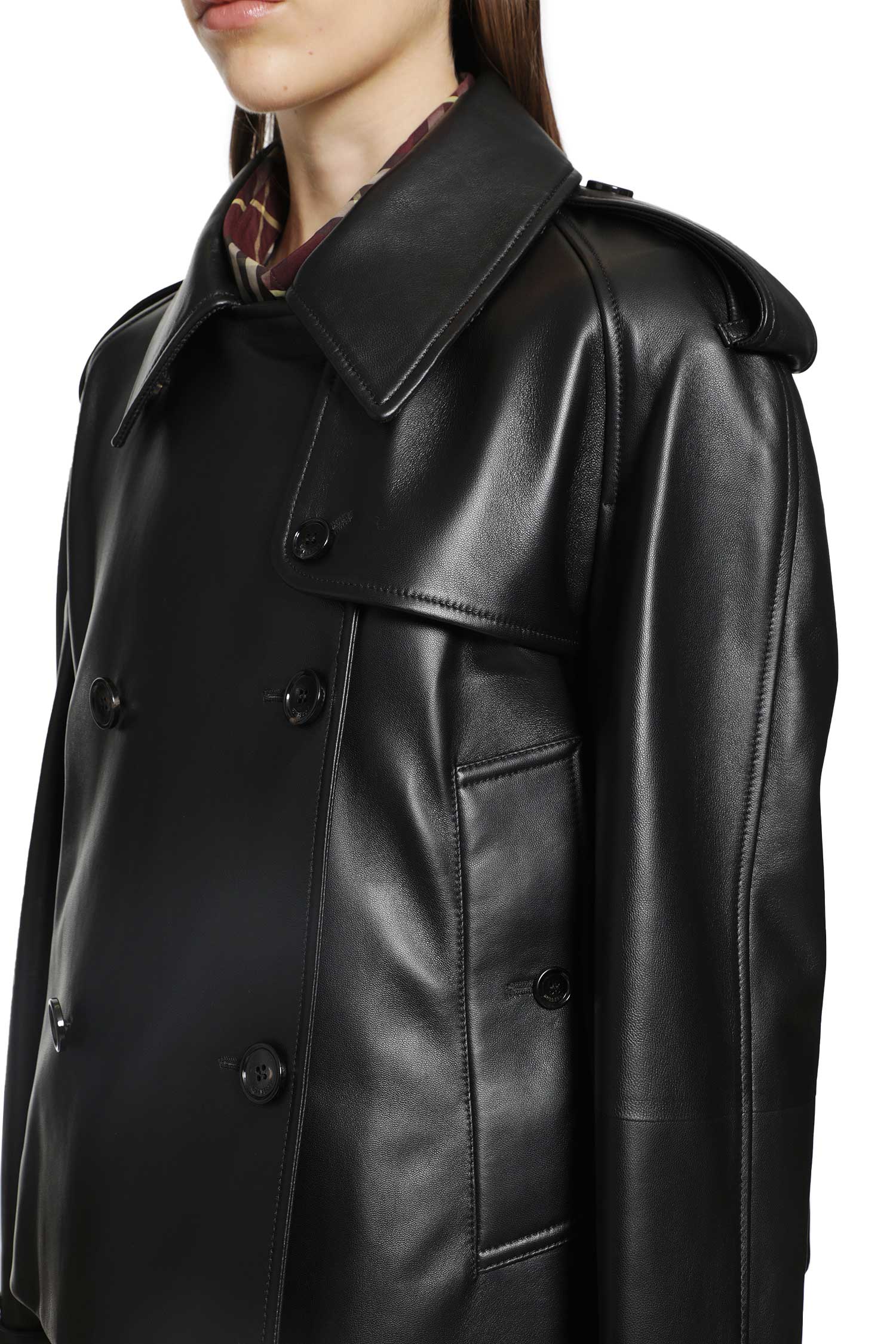 Cropped Leather Mayfair Trench Jacket