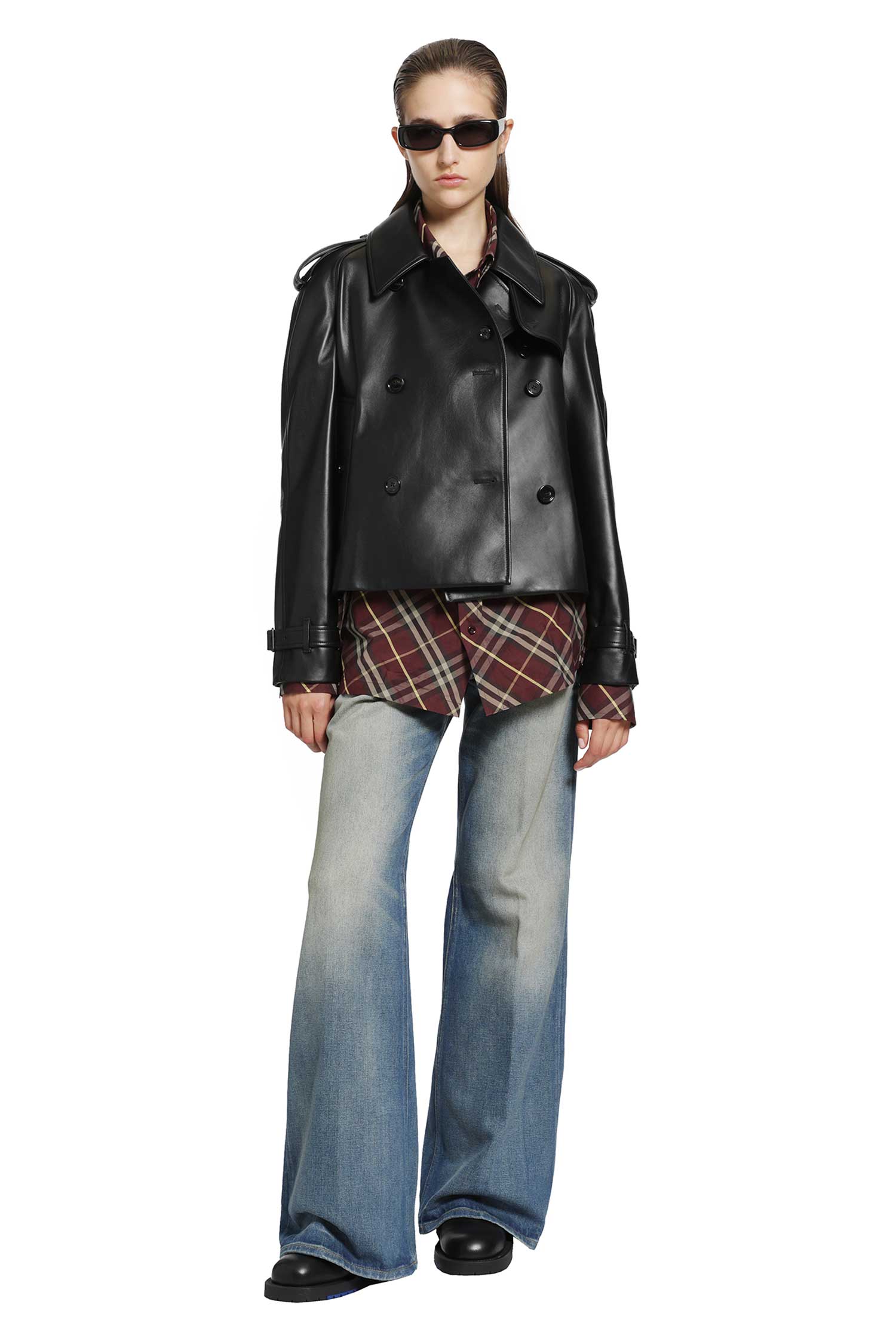 Cropped Leather Mayfair Trench Jacket
