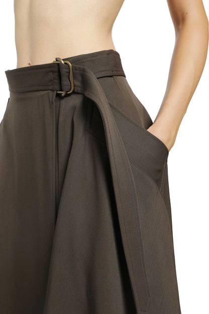 Wool Twill Midi Skirt