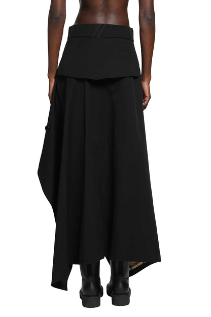 Gabardine Asymmetric Trench Skirt