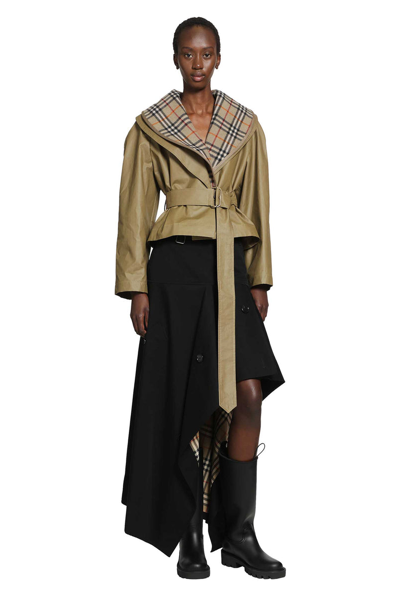 BURBERRY Gabardine Asymmetric Trench Skirt woman