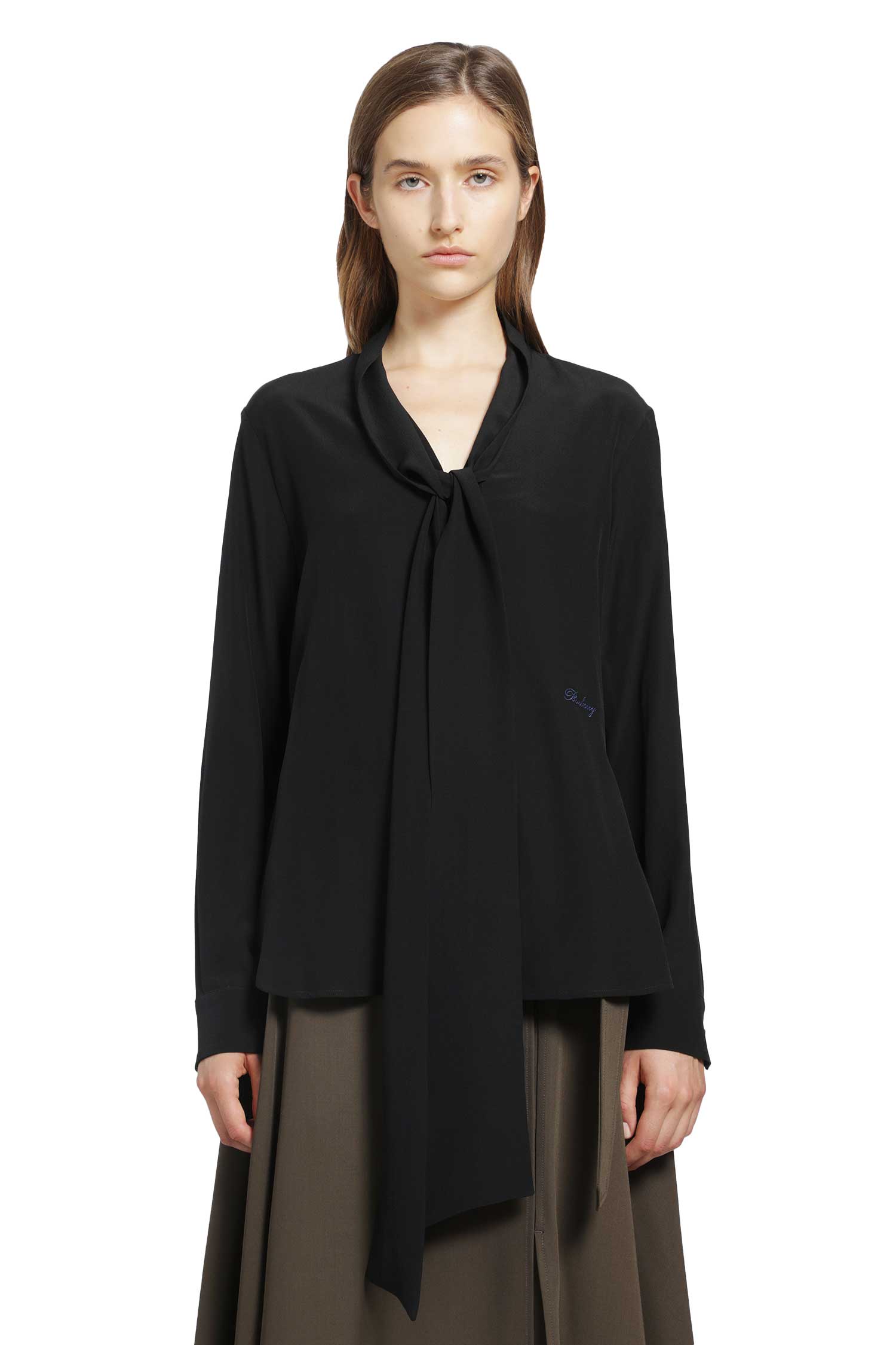 Silk Crepe De Chine Scarf Blouse