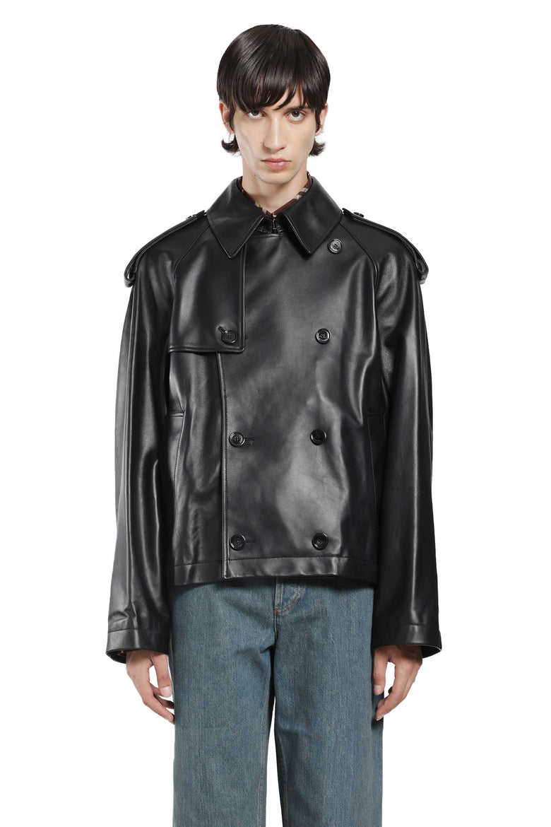 
              BURBERRY Cropped Leather Leadenham Trench Coat man
            